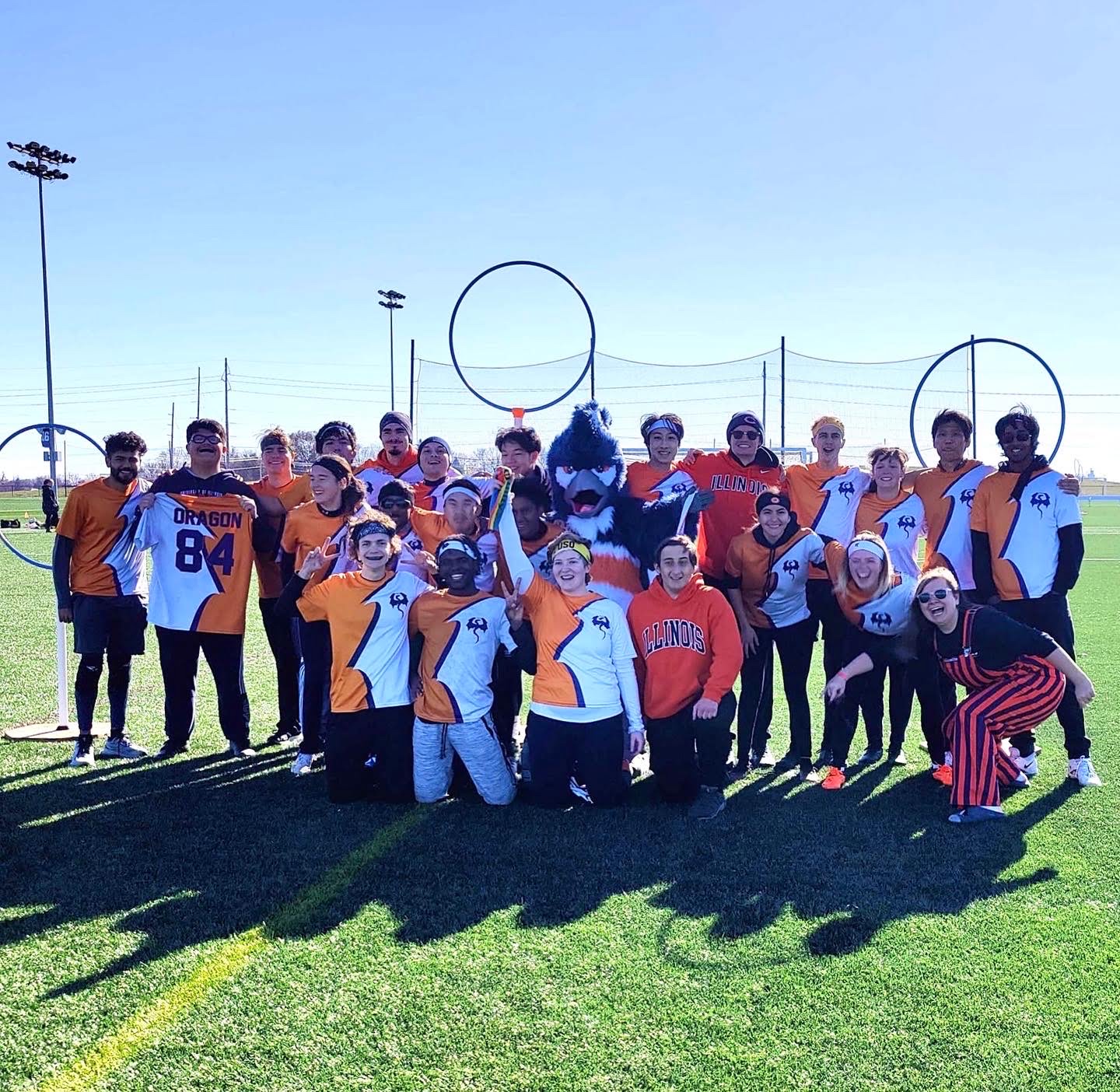 The Belted Kingfisher posing together with the Quidditch team