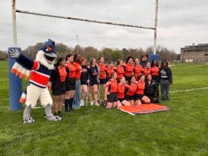 Belted Kingfisher with the women's rugby team