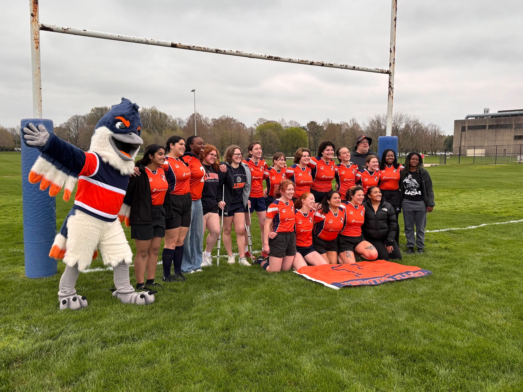 Belted Kingfisher with the women's rugby team